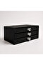 Elegant Black Suede 3-Drawer Jewelry Organizer - Accessory Box with Crystal Handle Detail - 4