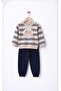 Baby Boy Transitional Sets |   Striped Teddy Bear Printed Sweatshirt & Sweatpants - 2