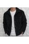 Men's Plush Jacket Regular Fit Shirt Collar Winter Comfortable Buttoned Double Pocketed