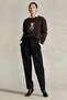 Women's Oversized Sweatshirt Parisian Bear Printed Brown – Crew Neck, 3 Thread Raised Embroidery - 2