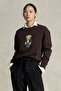 Women's Oversized Sweatshirt Parisian Bear Printed Brown – Crew Neck, 3 Thread Raised Embroidery - 5
