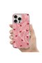 Apple iPhone 15 Pro Compatible Case Pink Heart Silicone Case Red - 3