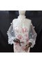 Lalina Floral Detailed Ruffle Collar Tie-Up Tulle Shawl White - 4