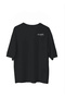 Unisex Crew Neck Printed Oversize T-Shirt - Black