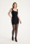 20 Den Black Mesh Patterned Matte Opaque Women's Pantyhose - 2