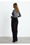 Navy Blue Corded Fabric Velvet Viola Trousers - 3