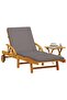Sun Lounger with Cushion and Table Solid Wood Acacia