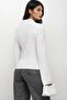 White Asymmetrical Cut Collar Design Ruffle Front Blouse Alc-X14886 - 5