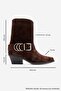 Velmor Brown Suede Genuine Leather Buckle Women's Western Boots - 3
