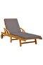 Sun Lounger with Cushion and Table Solid Wood Acacia - 2