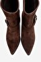 Velmor Brown Suede Genuine Leather Buckle Women's Western Boots - 2