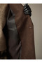 Lcw Vision Brown Double-Breasted Collar Women's Cashmere Coat - 4