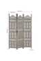 Hand carved 3-Panel Room Divider Grey 120x165 cm Solid Mango Wood - 7