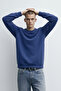 Men's Crew Neck Basic Indigo Sweatshirt - 6