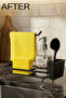 Kitchen over Sink Organizer - Black Metal Sponge Holder, Detergent Holder and Cloth Hanger Stand - 6
