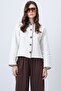 Ecru Hakim Collar Shepherd Stitched Cardigan Alc-X14726 - 5