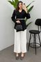 Women's White Ribbed Detailed Pocket Scuba Pants - 3