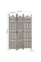 Hand carved 3-Panel Room Divider Grey 120x165 cm Solid Mango Wood - 3