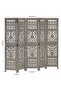 Hand Carved 5-Panel Room Divider Grey 200x165 cm Solid Mango Wood - 3
