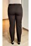 Elastic Waist Plus Size Gabardine Wide Leg Trousers Brown - 5