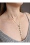 Women's Steel Geometric Colorful Stone Y Necklace Gold Non-Tarnish Seven Elements Symbol Non-Tarnish Women's Necklace - 2