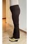 Elastic Waist Plus Size Gabardine Wide Leg Trousers Brown - 3