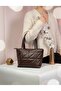 Puffy Geometric Baguette Brown Women's Shoulder and Hand Bag