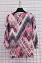 Women's Plus Size Lycra V-Shaped Collar Snake Pattern Three Quarter Sleeve (4 Seasons) Mother T-Shirt Blouse - 3