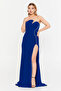 Women's Strapless Deep Slit Mermaid Formal Evening Dress 8266 Cobalt