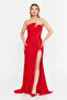 Women's Strapless Deep Slit Mermaid Formal Evening Dress 8266 Red