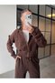 Brown 100% Cotton Hooded Zipper Corded Fabric Sets- 51232 - 4