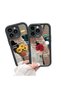 iPhone 12 Compatible Fall Resistant Black Silicone Case Mirror Faced Floral Patterns - 8