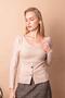 Women's Knitwear Front Back V-Neck Bat Long Sleeve Buttoned Blouse -Beige - 3