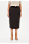 Gabardine Gold Accessory Pencil Midi Skirt - 4