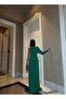 Pearl Detailed One Sleeve Evening Dress 583131 Emerald - 4