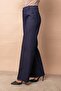 Women's Lightweight Stretch Fabric Denim Fabric High Waist Side Pockets Stitched Boyfriend Trousers-Navy Blue - 6