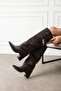 Larve Women's Boots Bellows Belt Buckle Brown Leather - 2