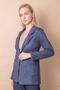 Women's Lightweight Stretch Fabric Suede Fabric Pocket Detailed Buttoned Blazer Lightweight Long Jacket-Navy Blue - 6