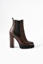 Women's genuine leather platform boots brown - 2