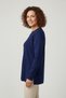 Women's Navy Blue Crew Neck Seasonal Knitwear Cold Yarn Young Mother Sweater - 2
