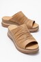 Women's Genuine Leather Daily Slippers 6339 Caramel
