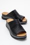 Women's Genuine Leather Daily Slippers 6339 Black