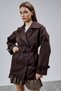 Acı Kahve Premium Regular Fit Trench Coat with Epaulettes and Windbreaker Detail Belted Trench Coat - 4