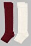 2 Pairs of Fingerless, Thick Ribbed, Above-Knee Leggings with Cotton Content