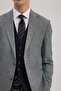 Navy Blue Slim Fit Mono Collar Vest Set Linen Blend Suit - 3