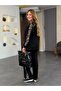 Women's Long Sleeve Front Zipper Pulpayet Detailed Blouse and Pants Two-Piece Set - 6