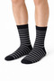 Men's Cotton Casual Socks – Thin Striped Pattern, Black/White, High Quality - 2