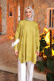 Oil Green Crew Neck Cold Thread Knitwear Tunic