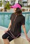 Women's Semi-Closed Short-Sleeved Zippered Sports Swimsuit Set - 6