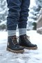 Boys Girls Kids Unisex Rain Snow Winter Zipper and Lace-Up Cat Boots